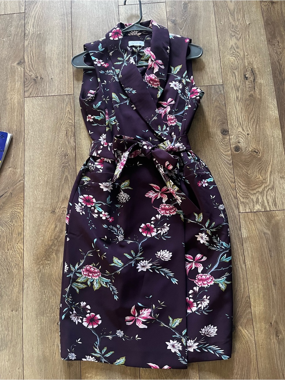 Calvin Klein Purple Floral Sleeveless Wrap Midi Dress